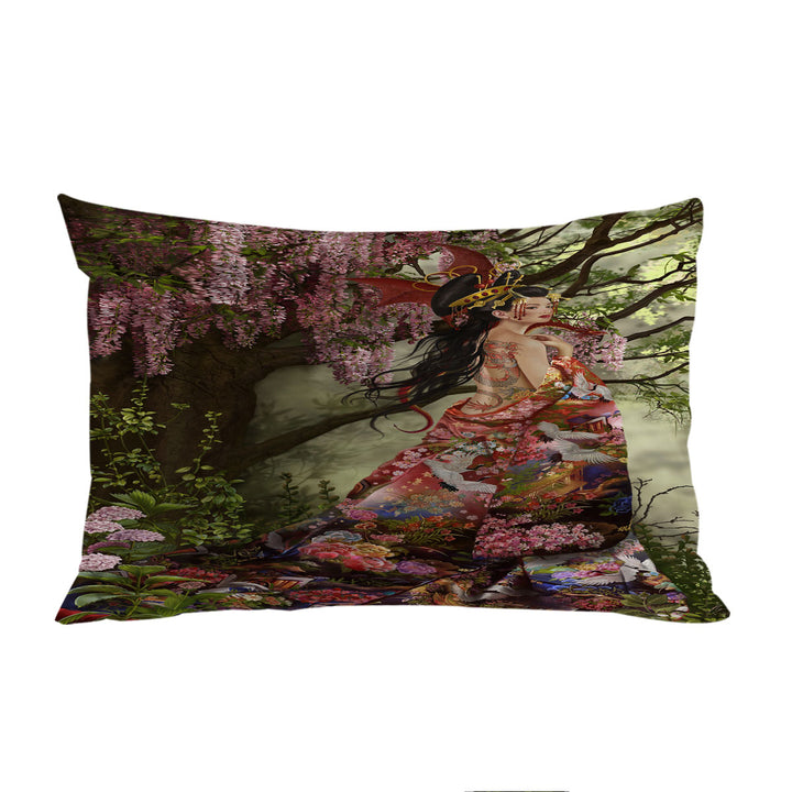 Bed Covers with Fantasy Art Silk the Japanese Garden Fairy