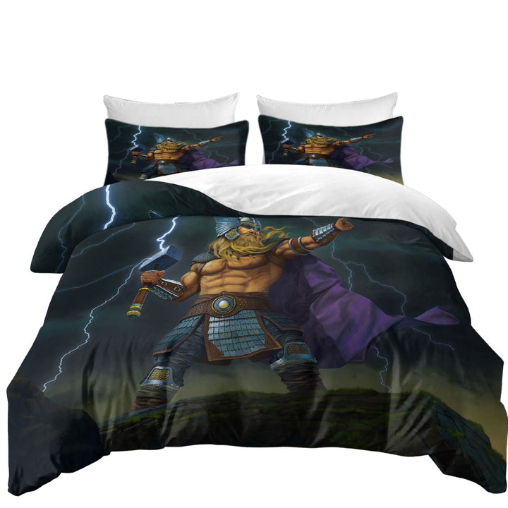 Bed Covers with Fantasy Mythology Art God of Thunder Thor