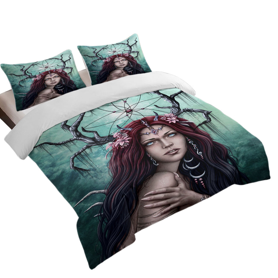 Bed Covers with Gothic Art Scary Devil Woman the Dreamcatcher