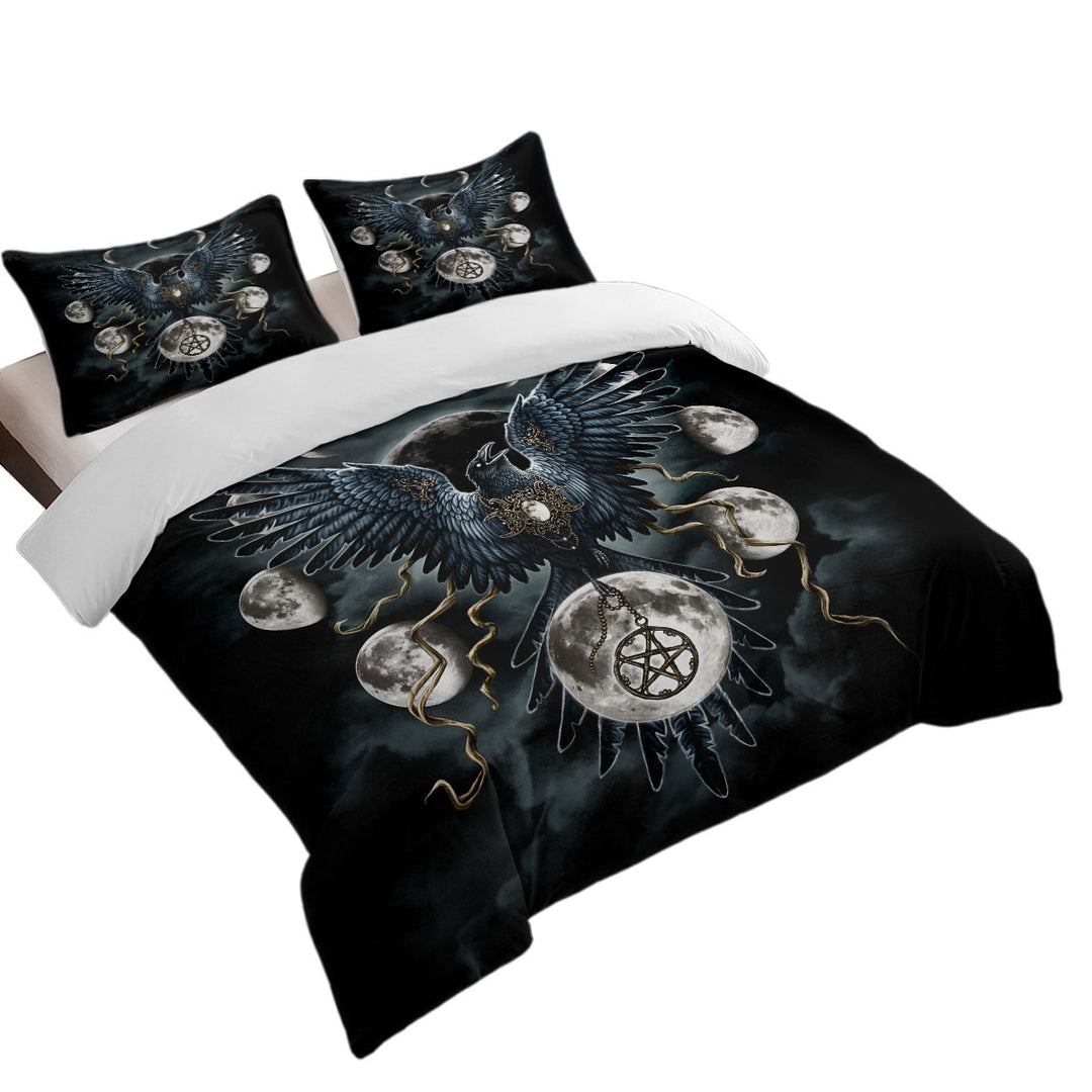 Bed Covers with Gothic Art Sinister Wings Moon Night Crow