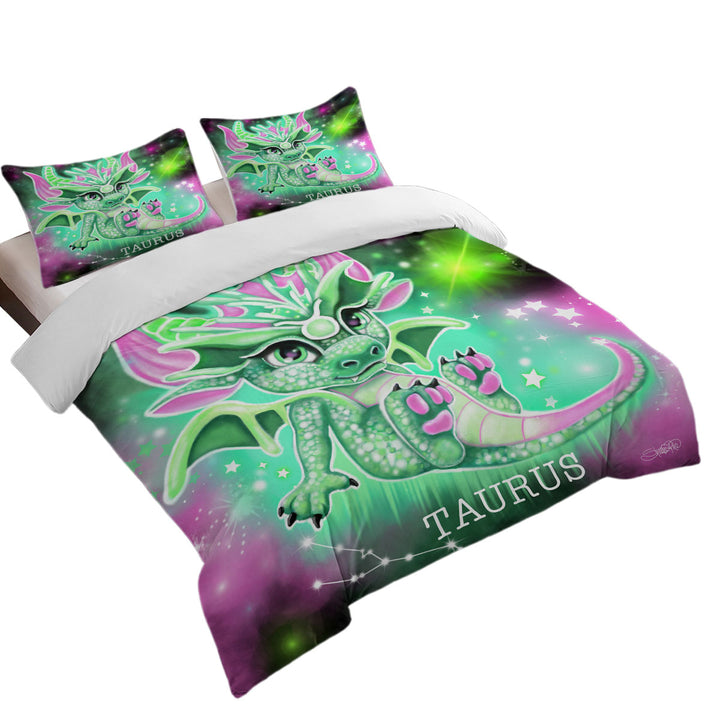 Bed Covers with Green Sparkling Taurus Lil Dragon