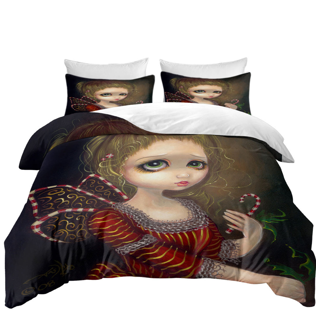 Bed Covers with Holiday Candy Cane Angel