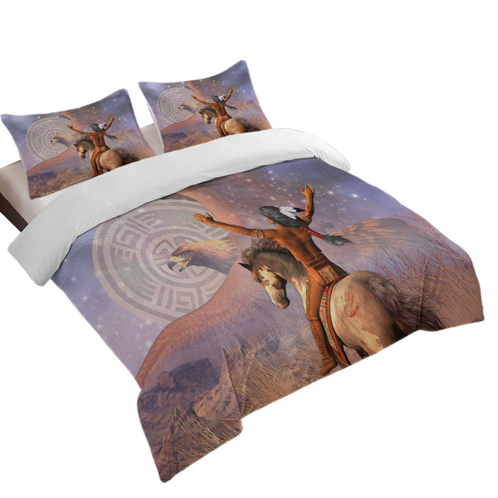 Bed Covers with Native American Brave the Eagle Warrior