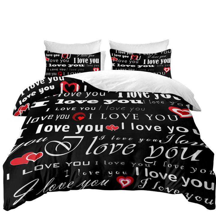 Bed Covers with Romantic Quotes I Love You