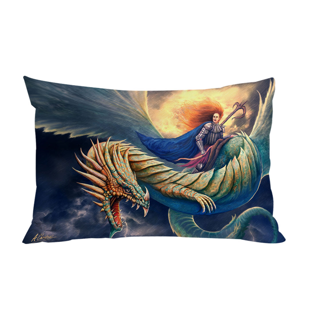 Bed Covers with Warrior Riding a Scary Dragon