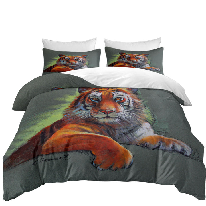 Bed Covers with Wild Animal Art Drawings Tiger Sketch