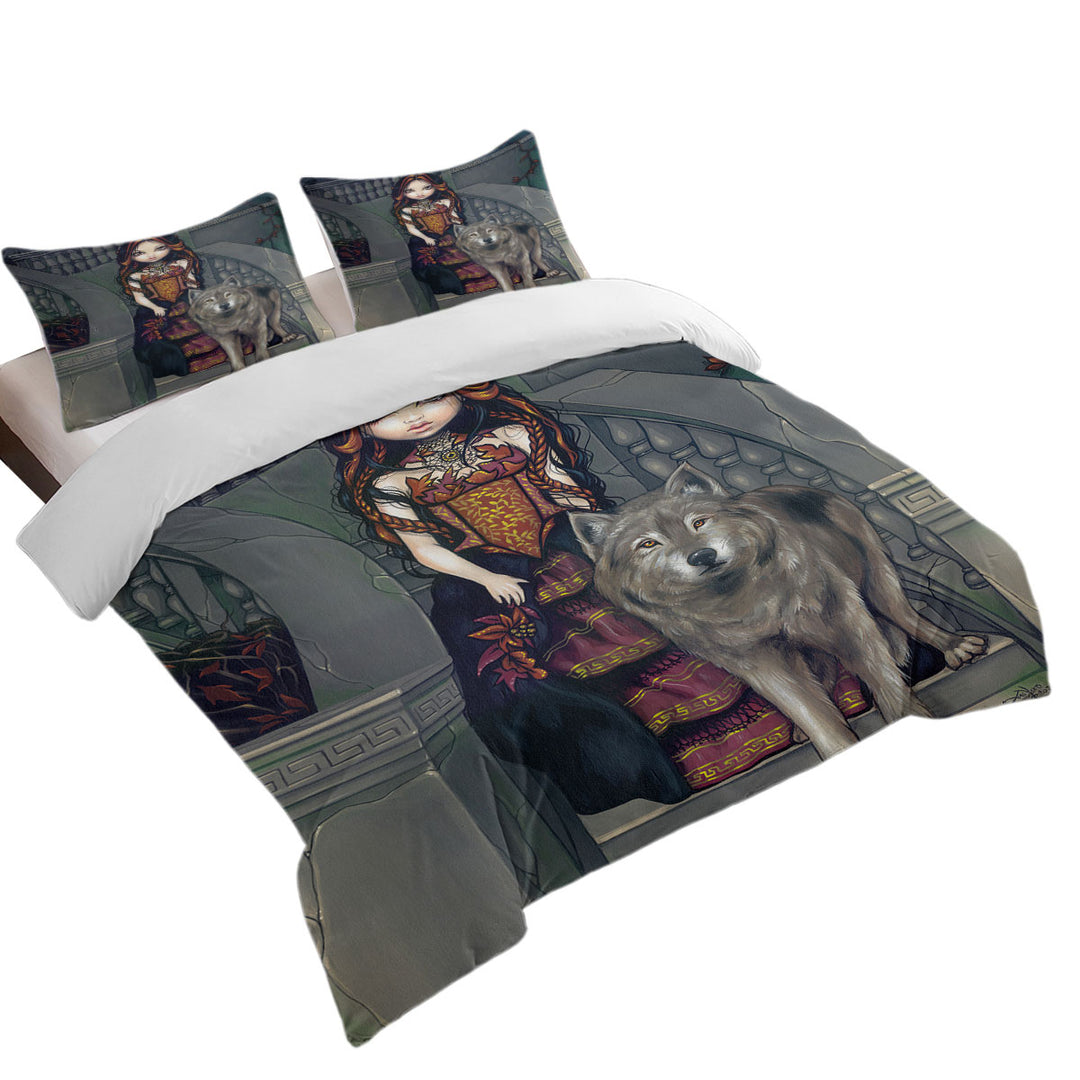 Bed Covers with Wolf Countess an Aristocratic Beautiful Girl