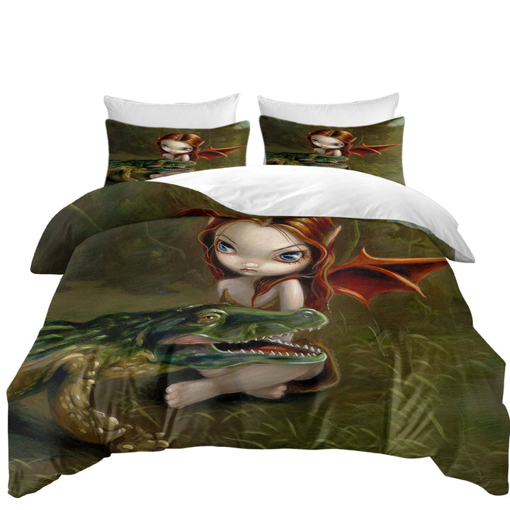 Befriending an Alligator Swamp Fairy Best Duvet Covers