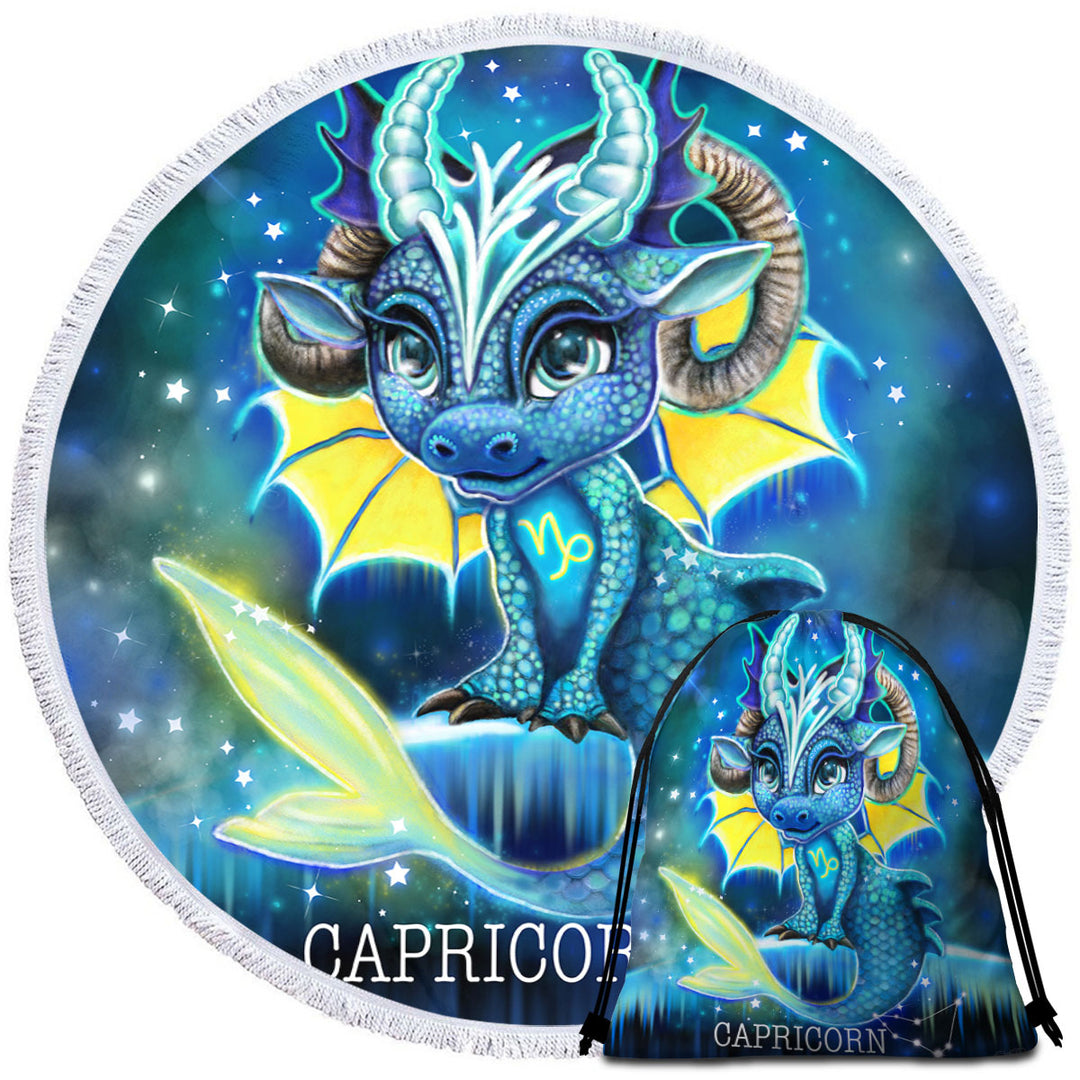 Best Beach Towels Gift Ideas for Kids Fantasy Art Capricorn Lil Dragon