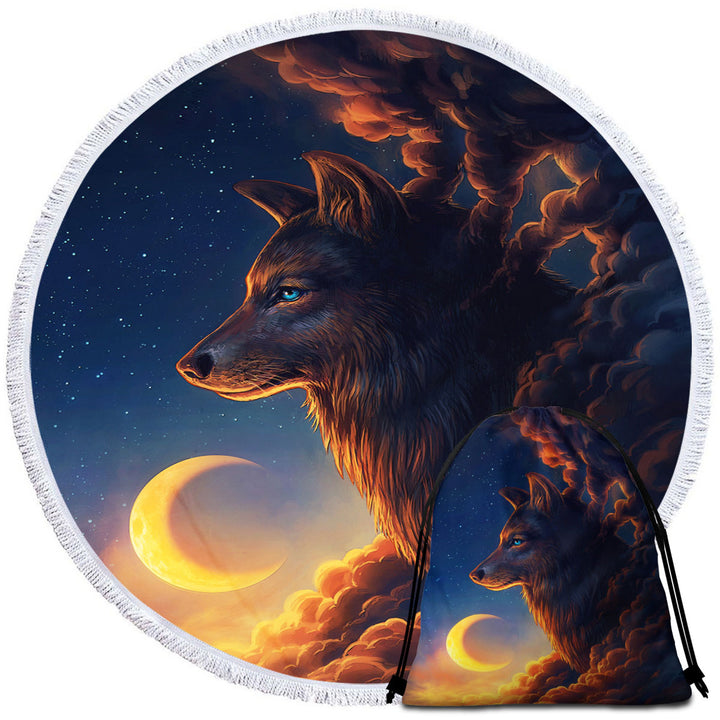 Best Beach Towels with Wolf Art Moon Night Guardian