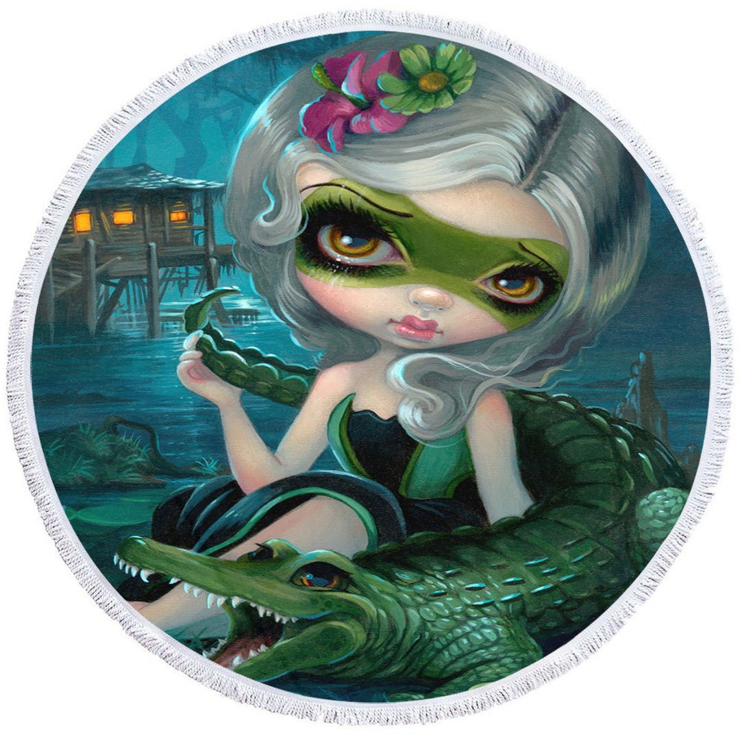 Best Cool Beach Towels Fantasy Art the Alligator Girl