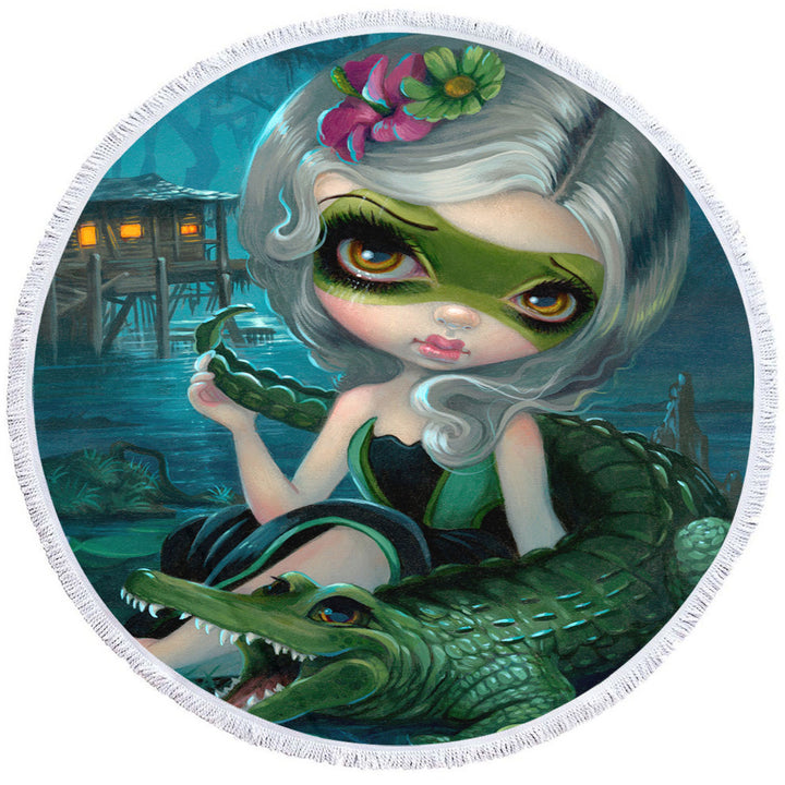 Best Cool Beach Towels Fantasy Art the Alligator Girl