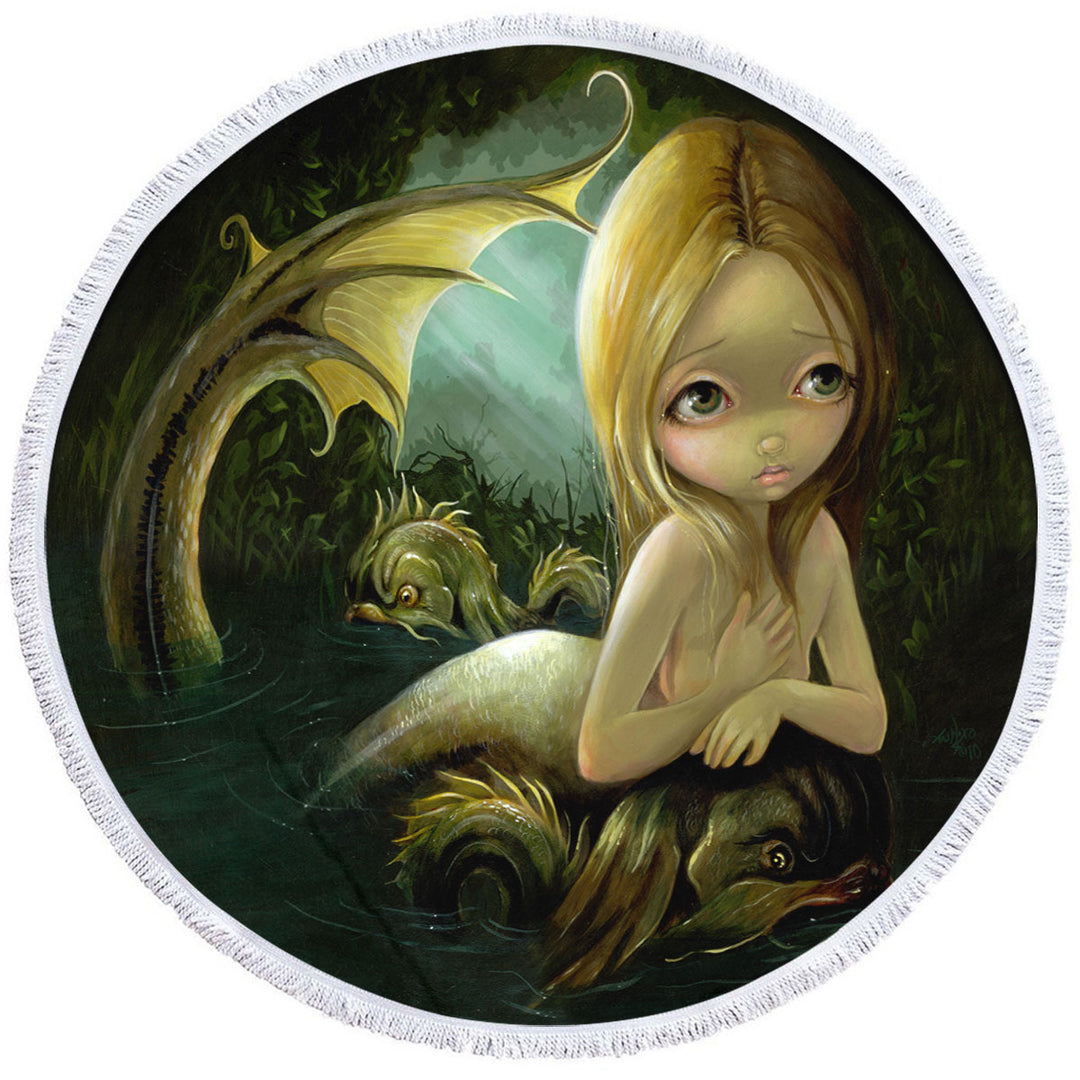 Best Dark Fantasy Art Beach Towels Mermaid a Certain Slant Of Light