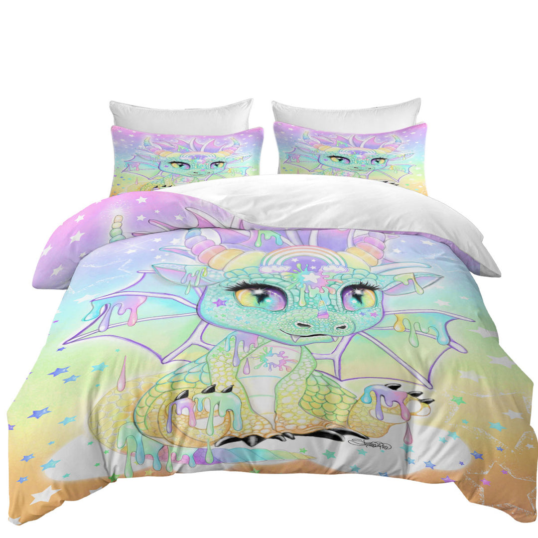 Best Duvet Covers with Colorful Sweet Pastel Lil Dragon