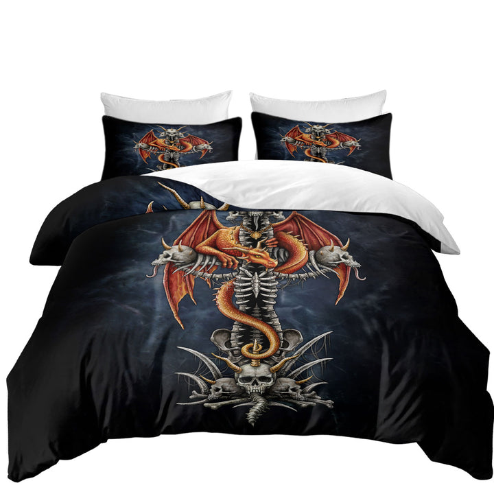 Best Duvet Covers with Cool Scary Fantasy Skulls Dragons Cross