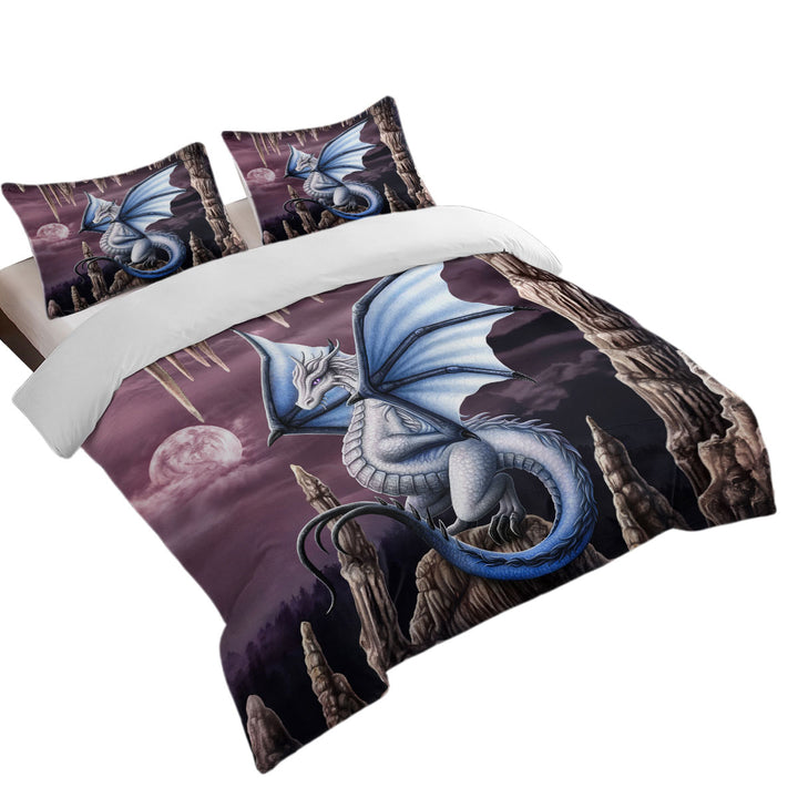 Best Duvet Covers with Fantasy Art Violet Stalactites Cave Dragon