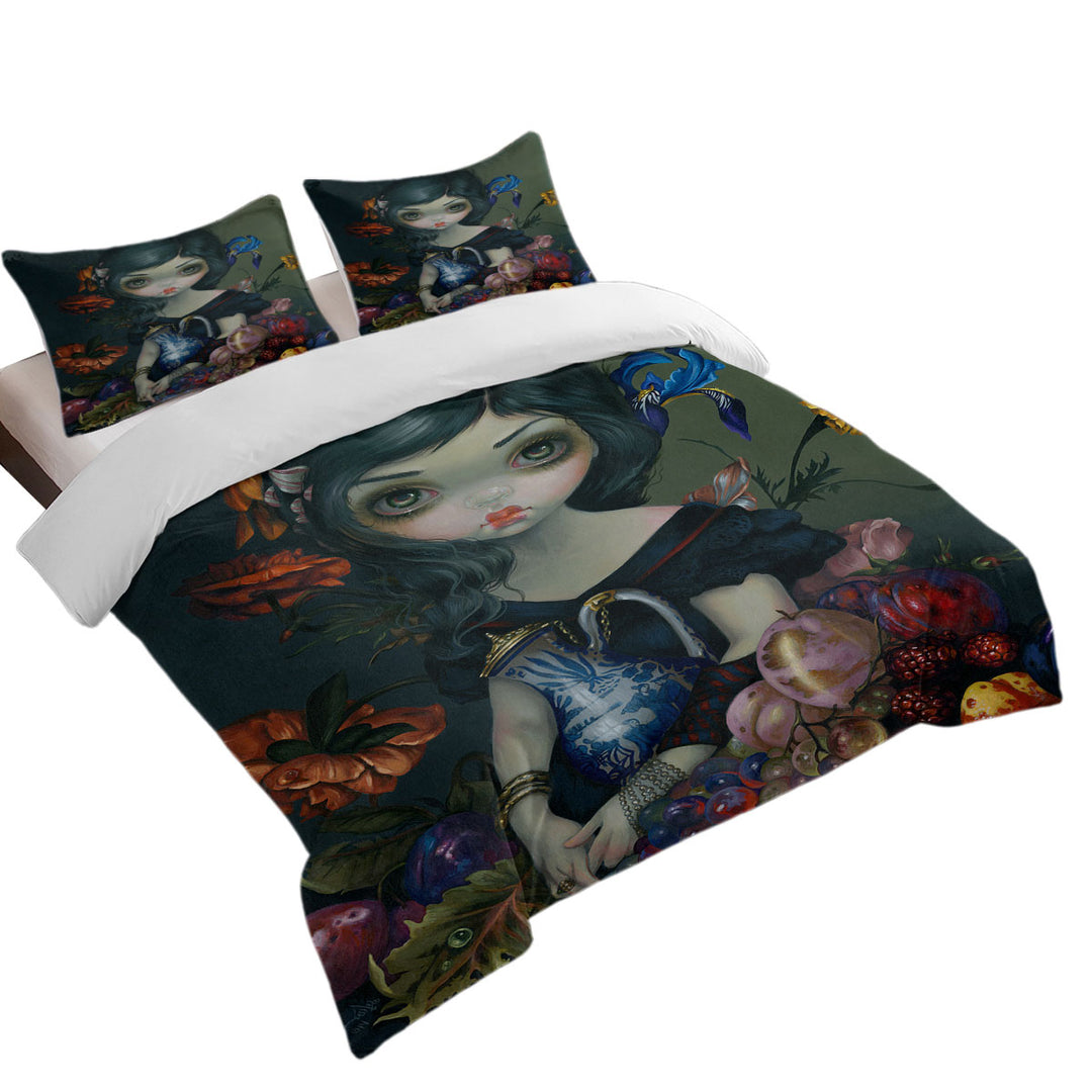 Best Duvet Covers with Fine Art Girl Portrait with Fruits and Flowers