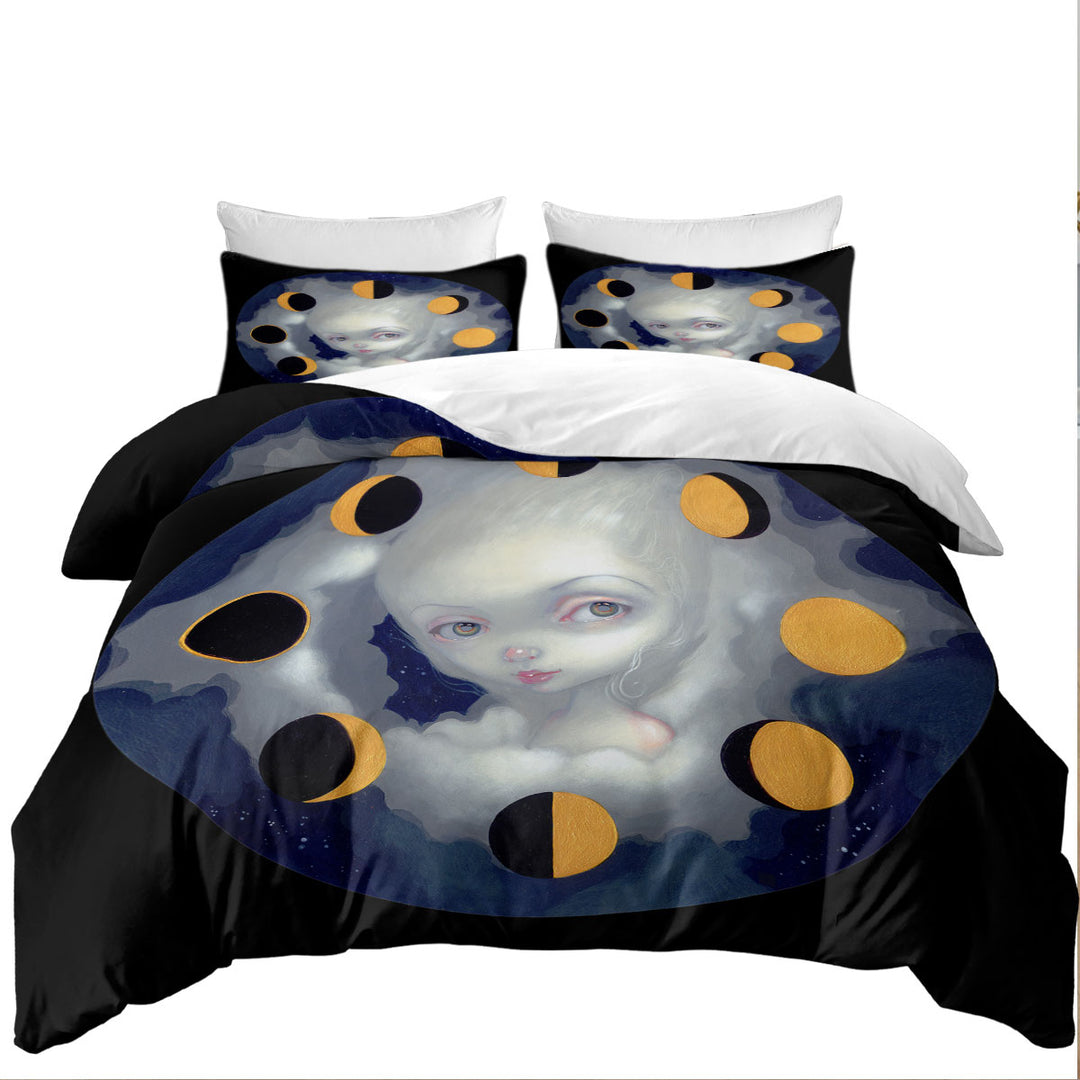 Best Duvet Covers with Night Sky Moon Phases Girl