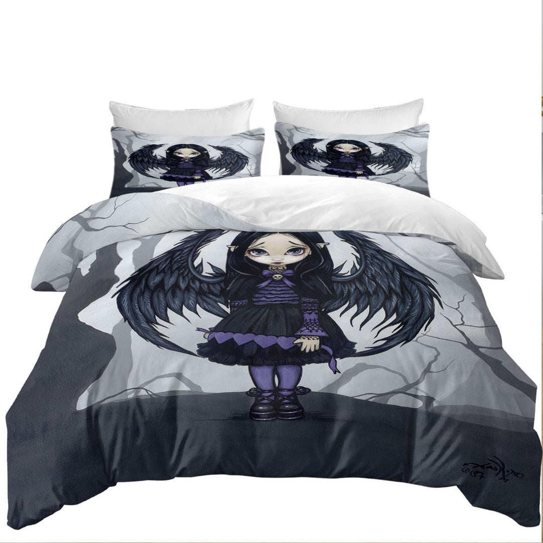 Best Duvet Covers with Purple Paper Hearts Gothic Angel in a Scary Forest