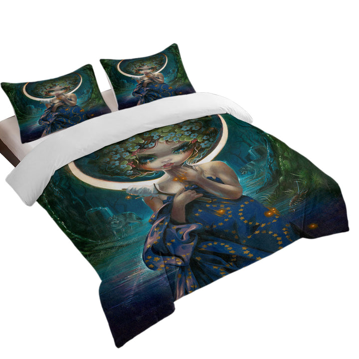 Best Duvet Covers with The Moon Goddess Forest Wolves and Beautiful Maiden