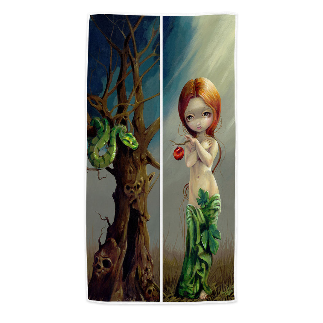 Bible Beach Towel Eve and the Tree of Knowledge Woman and Snake