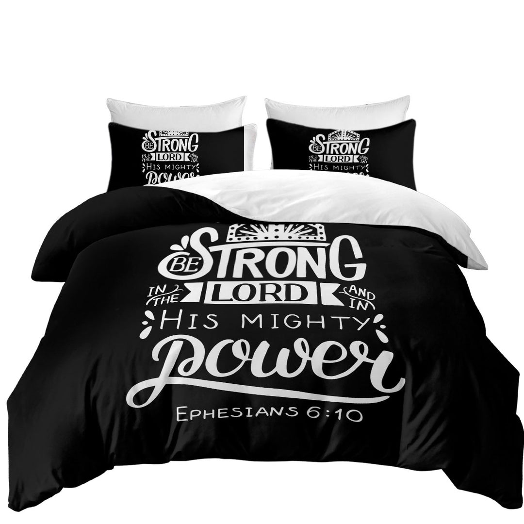 Bible Quote Be Strong in the Lord Coverlet