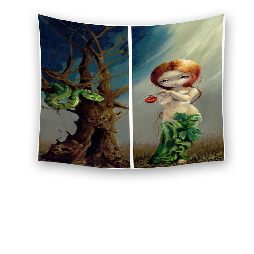 Bible Wall Decor Tapestry Eve and the Tree of Knowledge Woman and Snake