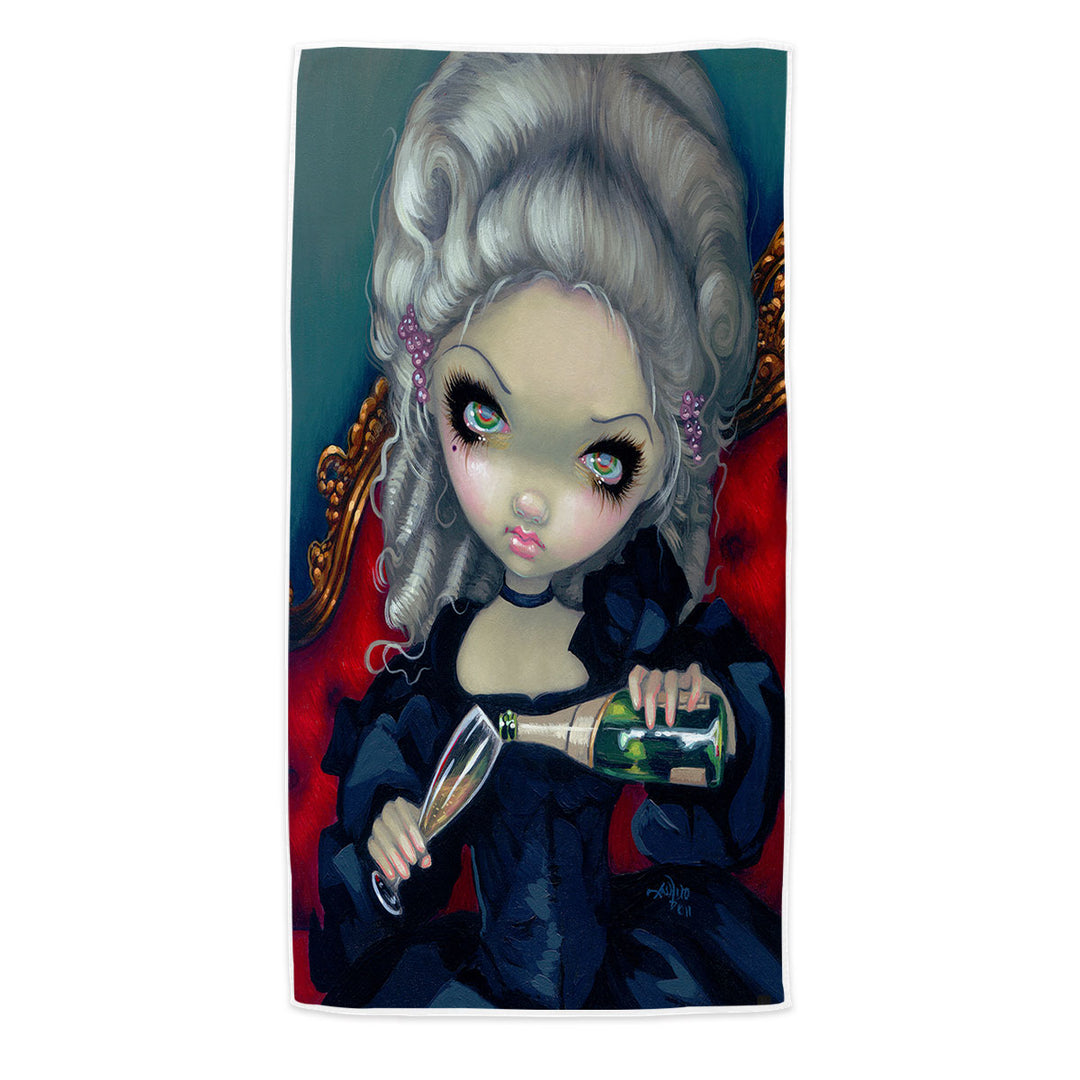 Big Eyed Beauty Gothic Maiden Have Some Champagne Beach Towel