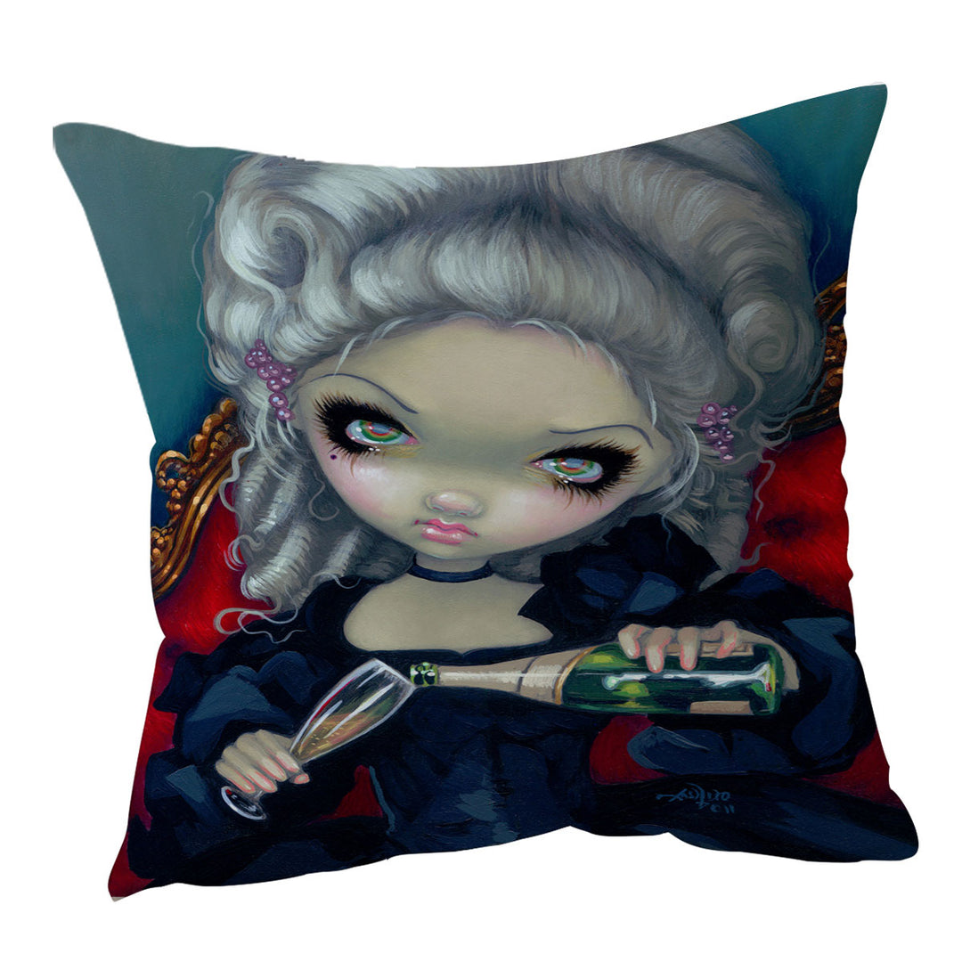 Big Eyed Beauty Gothic Maiden Have Some Champagne Cushion Cover