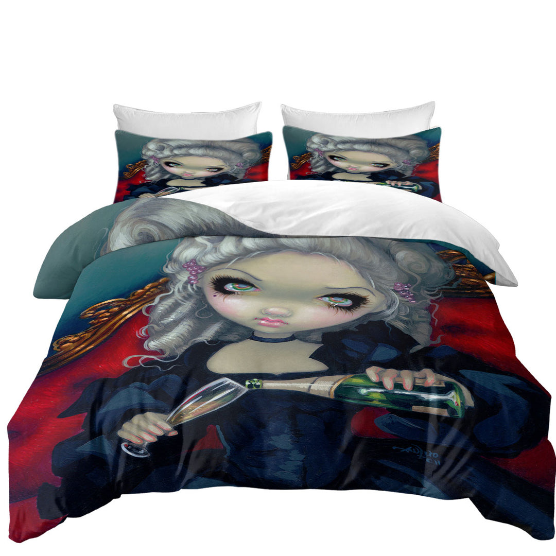 Big Eyed Beauty Gothic Maiden Have Some Champagne Duvet Cover