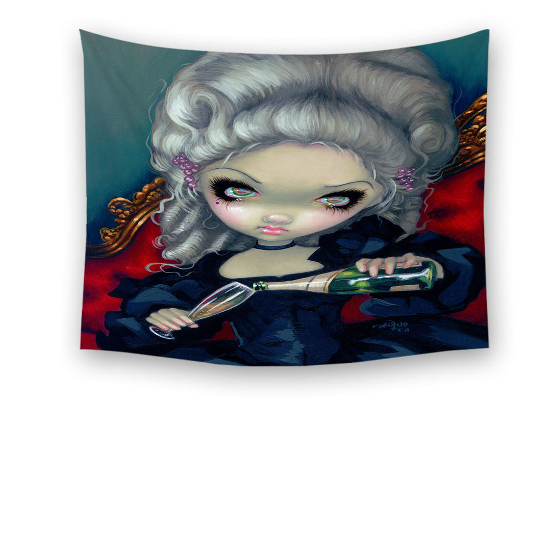 Big Eyed Beauty Gothic Maiden Have Some Champagne Tapestry