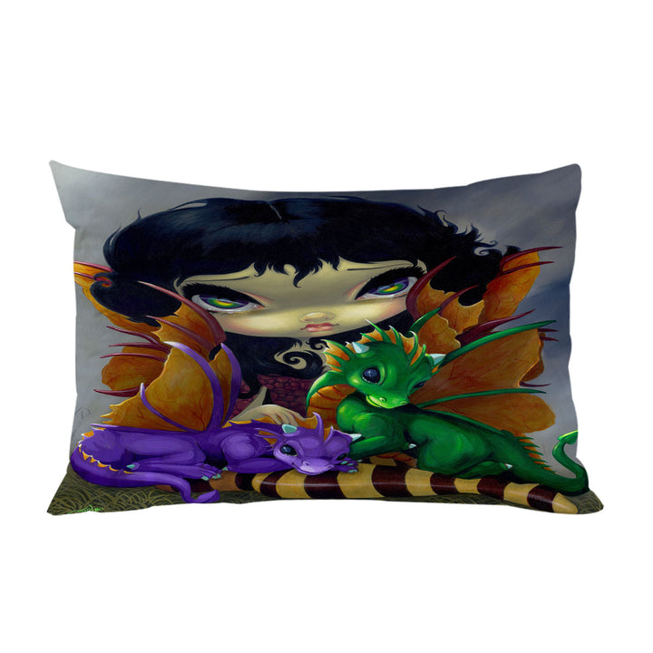 Big Eyed Dragon Fairy and Her Two Cute Dragonlings Bed Covers