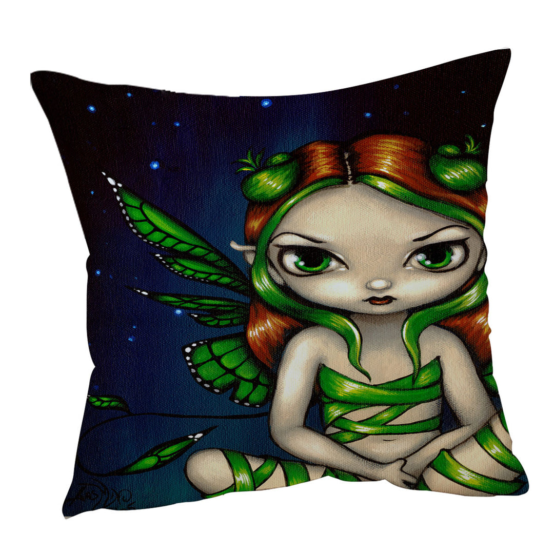 Big Eyed Green Ribbon Fairy Cushion