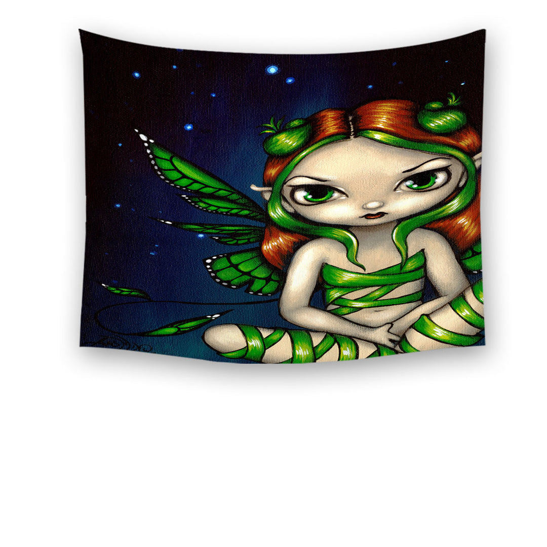 Big Eyed Green Ribbon Fairy Tapestry