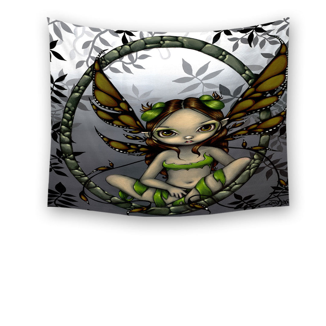 Big Eyed Hazel Fairy in the Forest Tapestry Wall Decor Prints