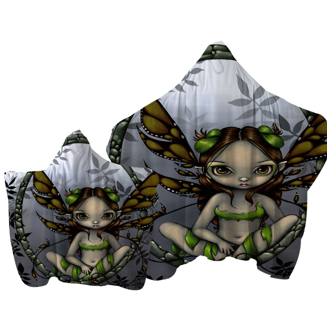 Big Eyed Hazel Fairy in the Forest Towel Hoodie