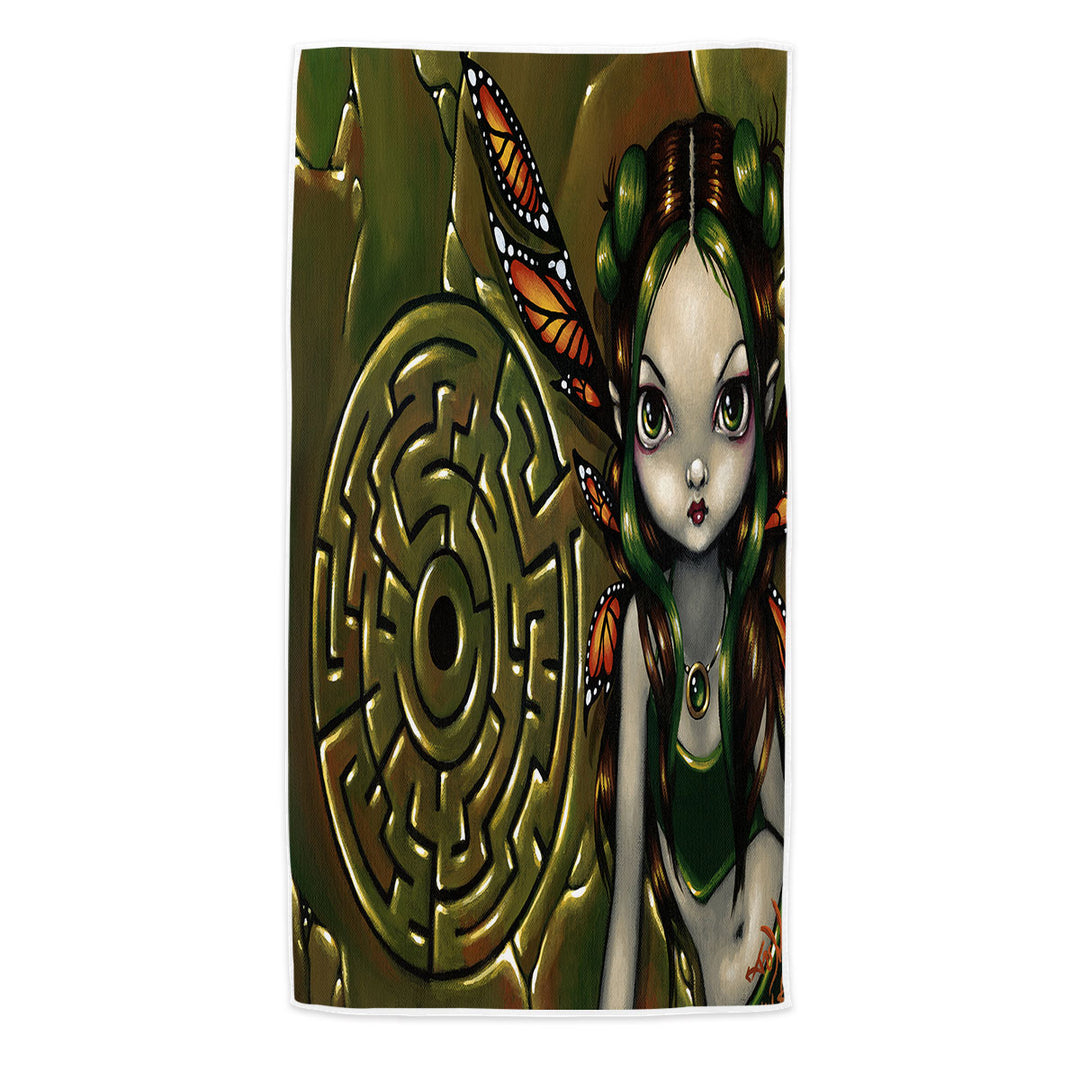 Big Eyed Labyrinth Fairy Microfiber Beach Towel