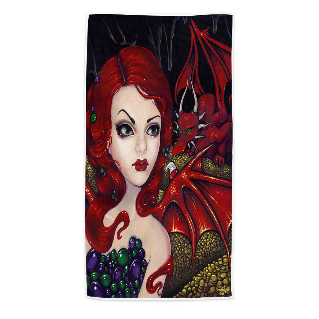 Bijou the Redhead Dragon Winged Fairy Beach Towels