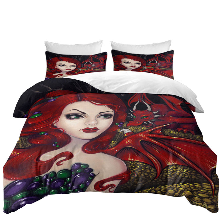 Bijou the Redhead Dragon Winged Fairy Duvet Cover