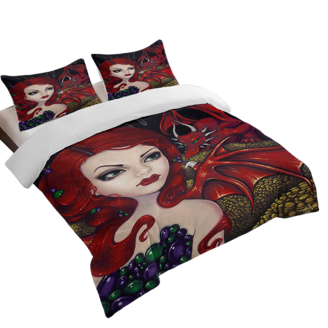 Bijou the Redhead Dragon Winged Fairy King Quilt Cover