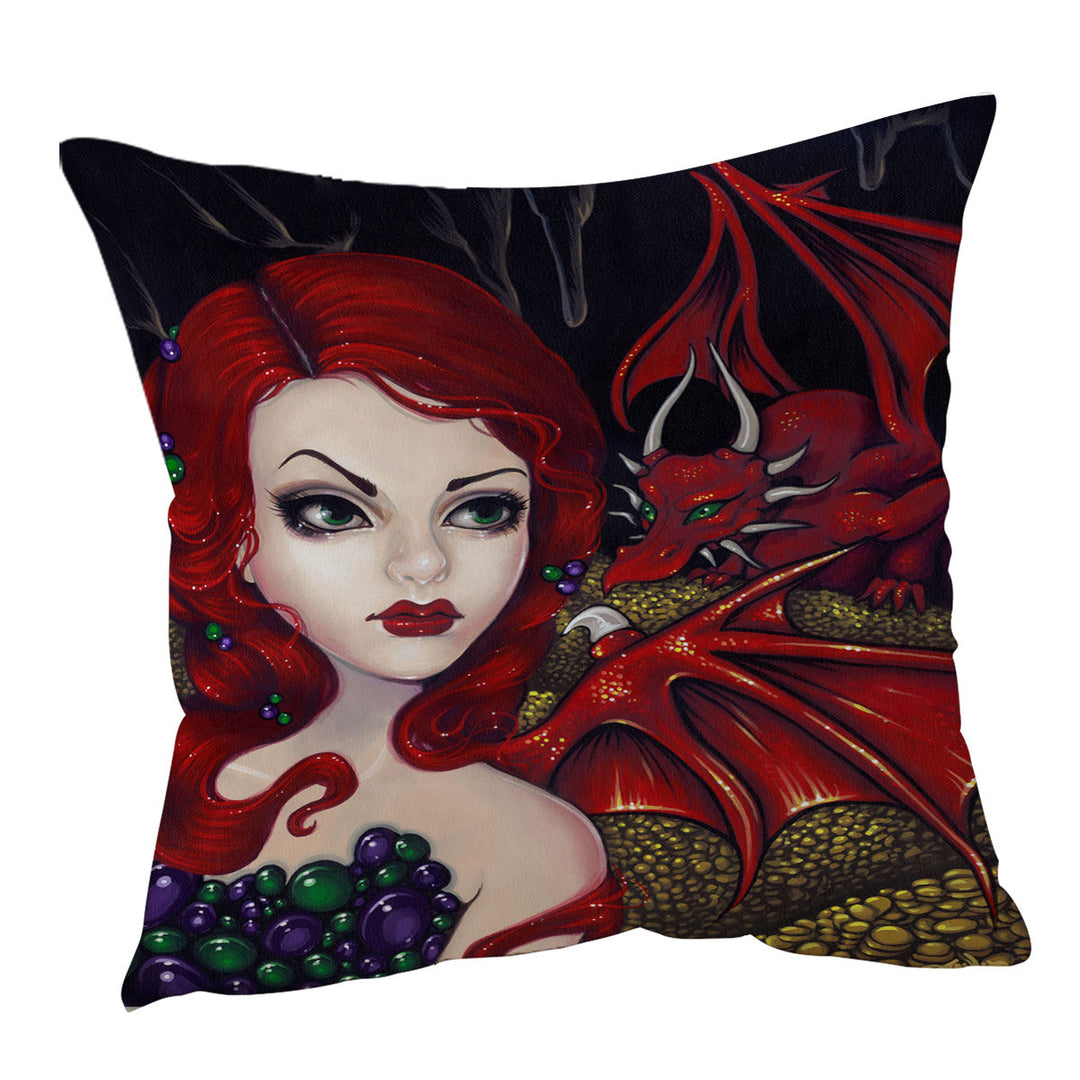 Bijou the Redhead Dragon Winged Fairy Throw Pillow