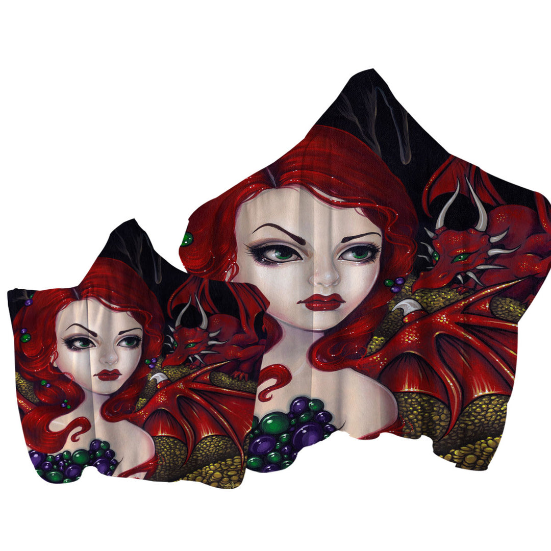 Bijou the Redhead Dragon Winged Fairy Towel with Hood