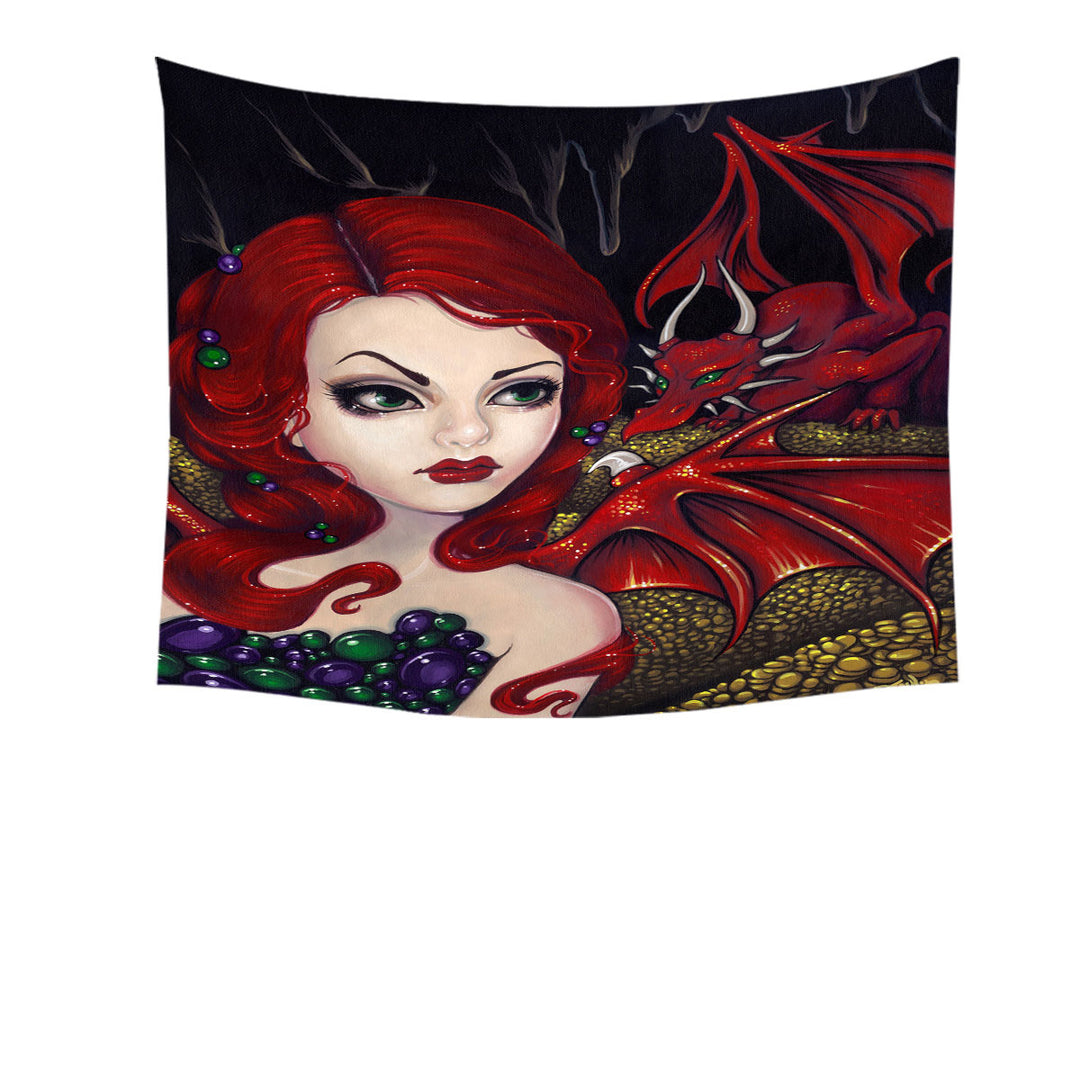 Bijou the Redhead Dragon Winged Fairy Wall Decor Tapestry