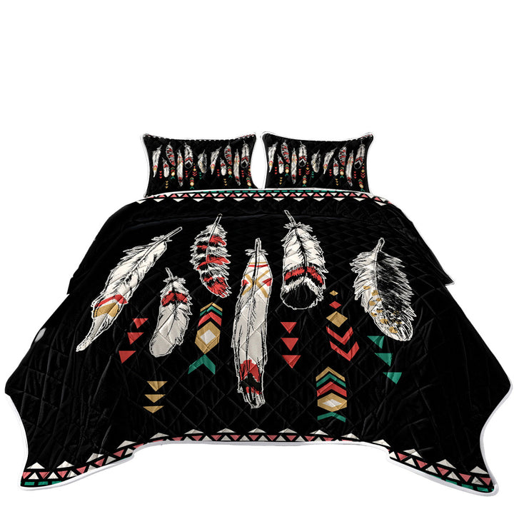 Black Background Feathers Quilts for sale