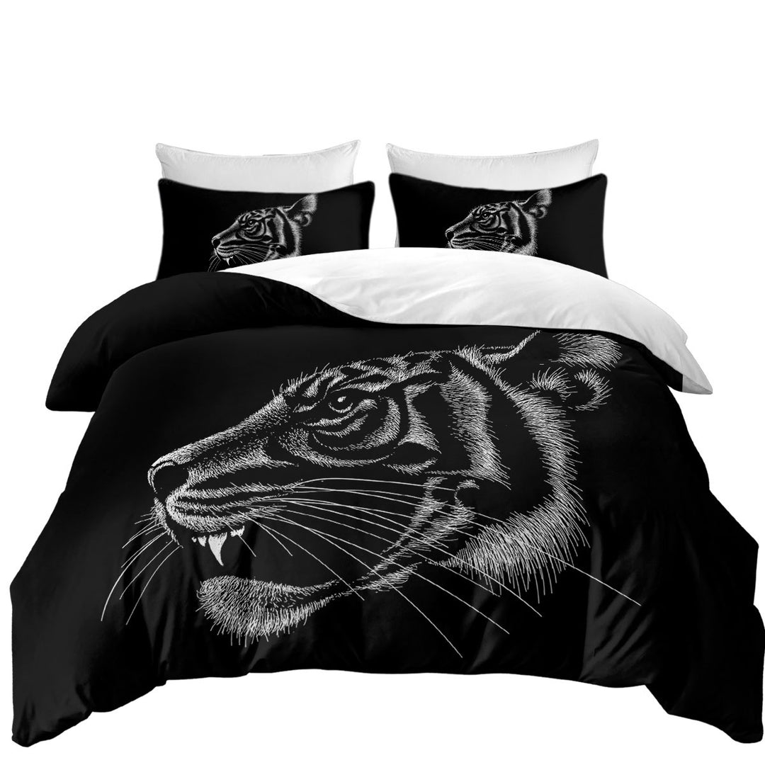 Black Background Tiger Head Profile Donna Covers