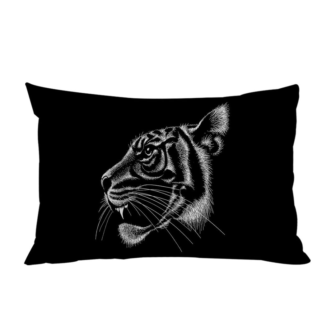 Black Background Tiger Head Profile Pillowcase