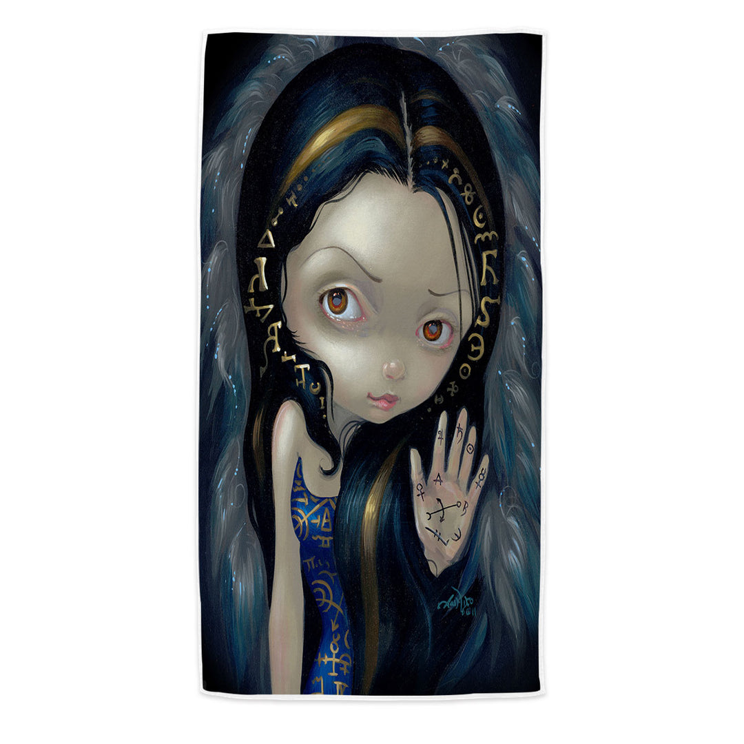 Black Hair Divine Spirit Alchemical Angel Beach Towel