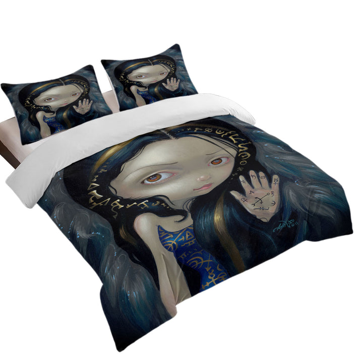 Black Hair Divine Spirit Alchemical Angel Oversized King Duvet Cover