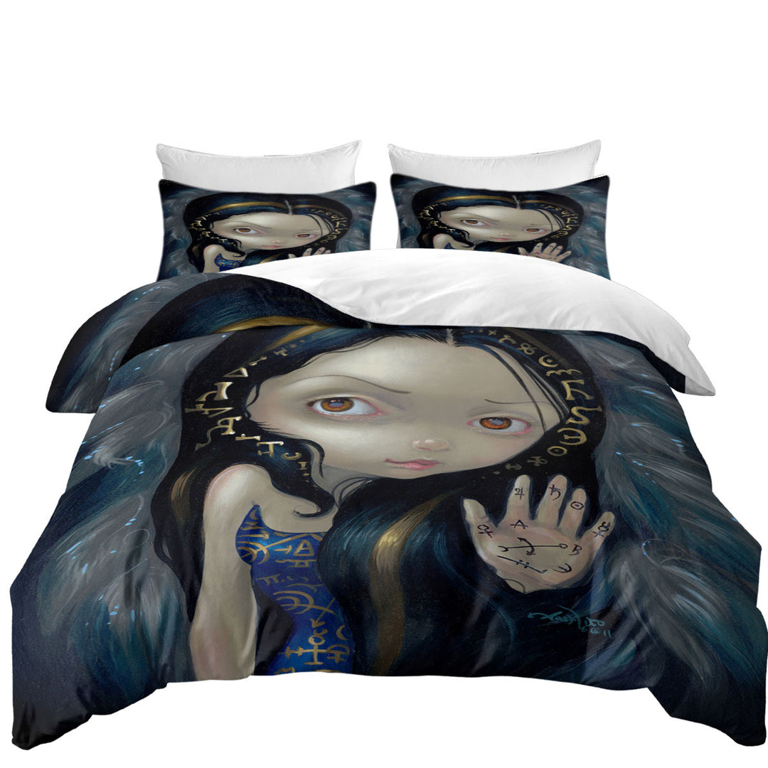 Black Hair Divine Spirit Alchemical Angel Queen Size Duvet Cover