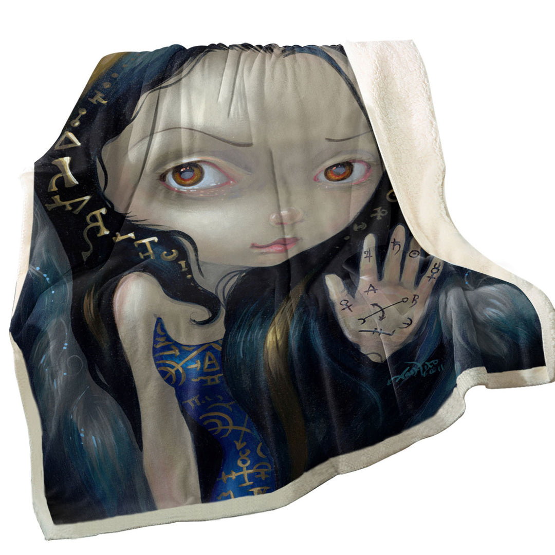 Black Hair Divine Spirit Alchemical Angel Throw Blanket